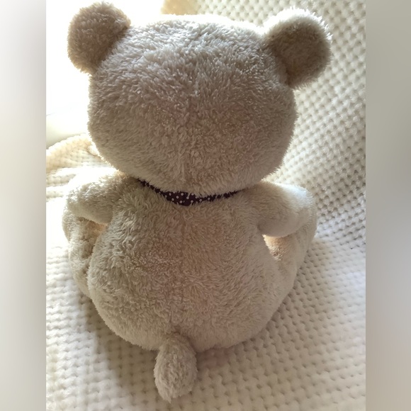 Carters Large 15 inch Sitting Plush Bear Stuffed Animal Toy Brown Polka Dot Bow - Picture 6 of 16